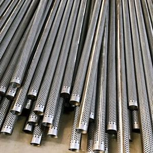 1미터 길이의 SUS304 스테인리스 스틸 천공 금속 필터 튜브 파이프 실린더, 엣지 산업용 소음 감소 배기 카트리지