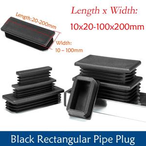 2-100개 블랙 플라스틱 블랭킹 엔드 캡 직사각형 파이프 튜브 캡 인서트 플러그 가구 테이블 의자 발 패드 보호대