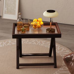 차색 야외 접이식 대나무 사이드 테이블 - 15.75x11.81인치, 캠핑 파티오용 내후성 경량