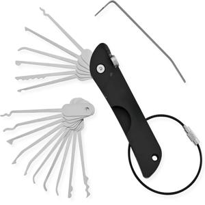 21개 콤팩트 자물쇠 따기 세트 녹 방지 다용도 문 열기 키 키 교체 편리한 미니 훅 제거기 키트