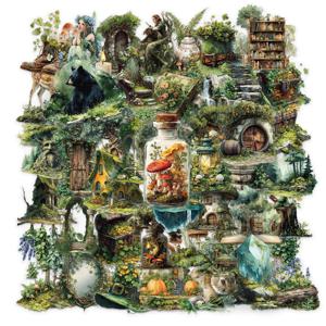 50개 귀여운 숲 마녀 스티커 PET 자연 숲 DIY 스티커 오토바이 여행가방 장식 전화기 노트북 데칼