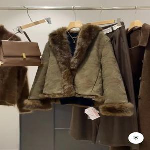 2025 여성용 헤비듀티 자수 양면 숏코트, 긴팔 재킷, 여성 재킷