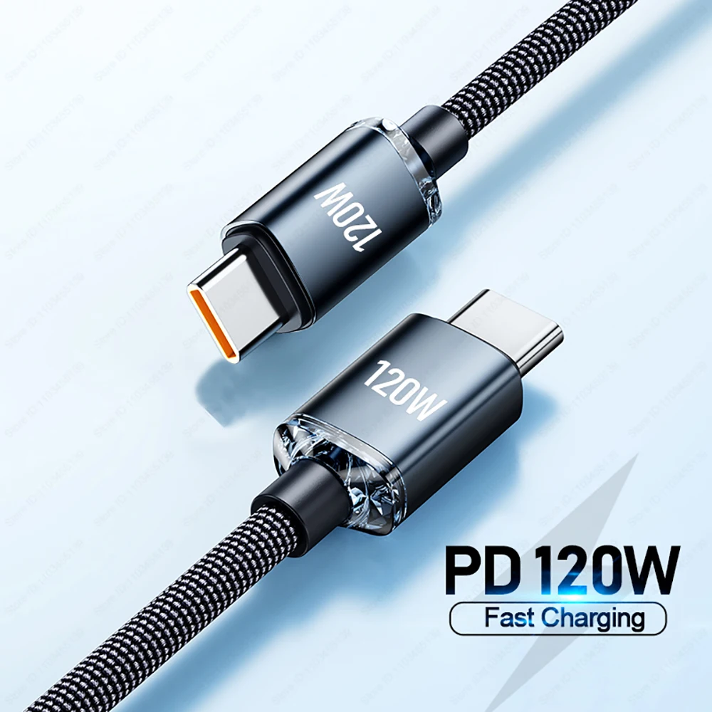 PD 6A 120W 고속 충전 타입 C - 타입 C 케이블 USB C - 타입 C 충전 와이어 USB-C - USB-C 고속 충전 데이터 케이블