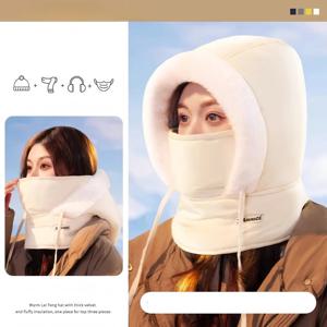 겨울용 보온 모자, 푹신한 패딩, 두꺼운 야외용 방한 마스크와 스카프 일체형, 방풍 사이클링 헬멧