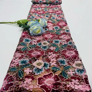 아프리카 기퓌르 코드 레이스 원단 나이지리아 스타일 고급 3D 라인스톤 수용성 프랑스 스타일 여성 드레스 재봉용