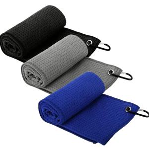 다채로운 색상의 골프 타월 (해외 재고 있음) - 초극세사 와플 및 파인애플 직조 골프공 타월