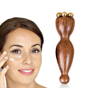 1개입 핫 페이스 마사지 도구 연꽃 씨포드 뷰티 황동 & 로즈우드 다크써클 구아샤 도구 눈가 이완 경락 경혈 마사지 도구