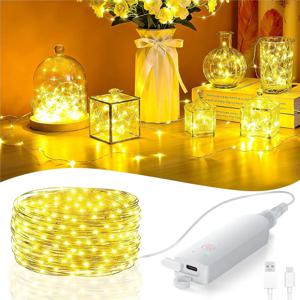 5-20m LED 깜박이는 웜라이트 충전식 RGB 스트링 램프 LED 요정 조명 스트링 조절 가능한 디밍 침실 크리스마스 트리용