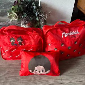 귀여운 일본식 보관 가방 휴대용 여행 수하물 의류 정리 가방 세면 용품 가방 레드 컬러 가정용 보관 도구