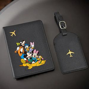 2개 미키 미니 도널드 캐릭터 여권 및 수하물 태그 - 가볍고 접이식 디자인의 맞춤형 여행 서류