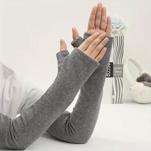 겨울용 팔토시 두꺼운 플러시 방한 보온 운전용 팔꿈치 보호대 남녀 공용 엄지손가락 구멍 없는 라이딩 암워머