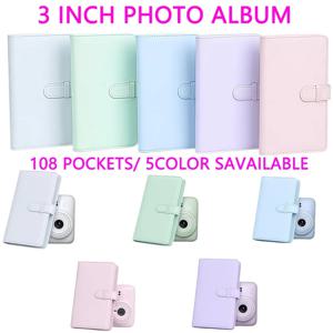 3인치 108슬롯 미니 단색 PU 사진앨범, 어린이 성장 기념 앨범, 인스탁스 미니 12/11/Evo/40/7+/25/90/99/Se/Link2/3 즉석 사진에 적합, 후지필름 인스탁스 미니 필름 앨범과 호환 가능, 5가지 색상으로 제공
