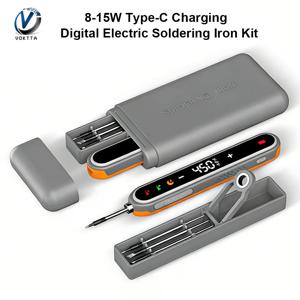 8-15W Type-C 디지털 전기 납땜 인두 키트 지능형 조절식 온도 빠른 가열 미니 납땜 인두 수리 도구