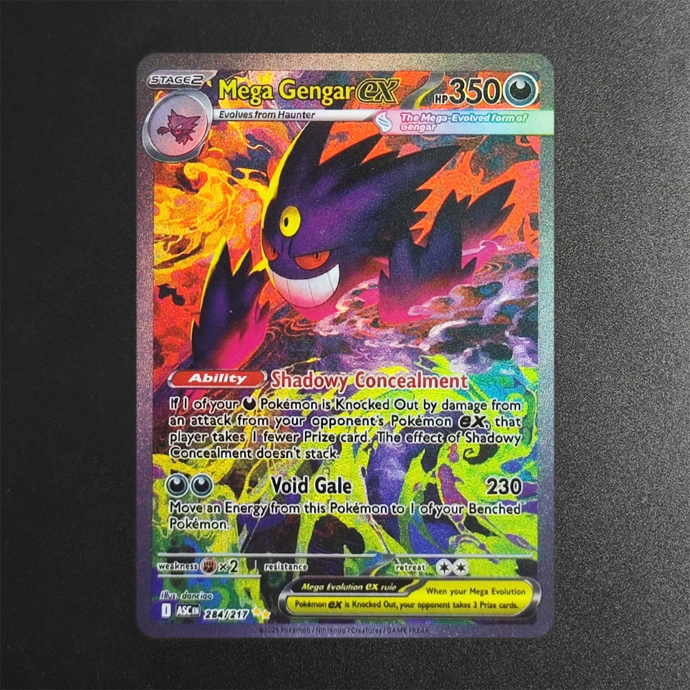 프록시 2025 포켓몬 EN 카드 메가 겐가 EX ASC 284-217 SAR 슈퍼 레어 수집품 카드 싱글 클래식 애니메이션 카드 장난감