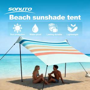 UPF50+ 라이크라 비치 텐트 휴대용 차양 캐노피(샌드백 앵커 포함) 캠핑 낚시 피크닉을 위한 방풍 야외 쉼터