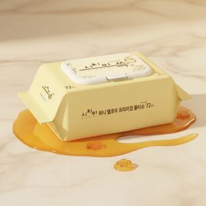 시치미쓱 허니 옐로우 아기물티슈 80gsm 프리미엄 두툼한 엠보싱 물티슈 ewg올그린등급 캡형 72매 10팩 80평량