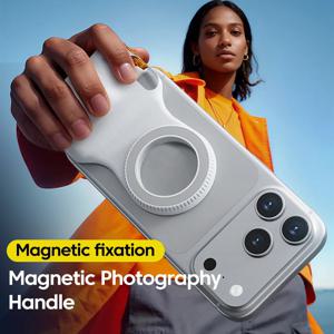 자석식 휴대폰 카메라 촬영 핸드 그립 줌 가능 스마트폰 홀더 촬영 보조 블루투스 리모컨 핸들 (아이폰, 화웨이용)