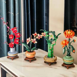 꽃과 식물 10368 10369 10344 10343 레고 입자와 호환되는 빌딩 블록 세트 생일 선물로 적합