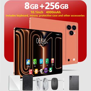 안드로이드 15 태블릿, 10.1인치 태블릿, 8GB + 256GB, 확장 가능, 키보드가 있는 2-in-1 태블릿, 보호 케이스, 스타일러스, 옥타코어