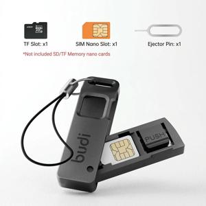 BUDI 분실 방지 SIM 카드 추출 핀 니들 보관함 범용 휴대폰 스틸 이젝터 핀 SIM TF 카드 트레이 오프너 키링