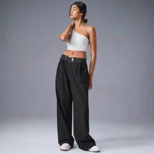 UNITIM 봄 여성 스트레이트 스포츠 바지 여성용 솔리드 루즈 캐주얼 요가 바지 여성용 탄성 허리 레이디 퀵 드라이 스웨트 팬츠