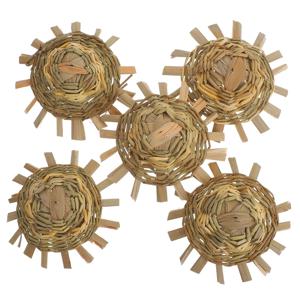 5Pcs 미니 밀짚 모자 밝은 노란색 짠 컨트리 스타일 인형 집 파티 장식 공예 용품 애완 동물을위한 작은 솜브레로 모자 DIY