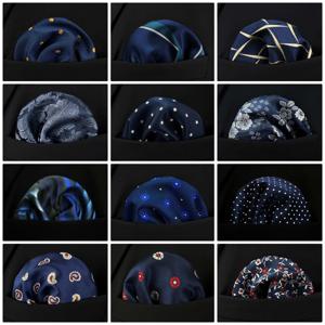 네이비 블루 남성용 포켓 스퀘어 페이즐리 솔리드 도트 웨딩 손수건 파티 행키 클래식 패션