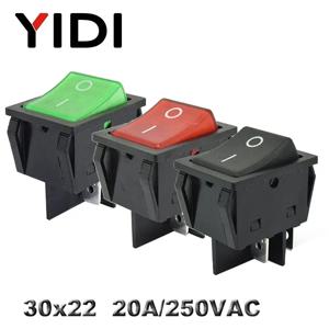KCD4-201 30x22 30A 250VAC 헤비듀티 KCD4 로커 스위치 20A 250VAC DPST ON OFF 래칭 12V 220V 레드 그린 블루 LED 조명