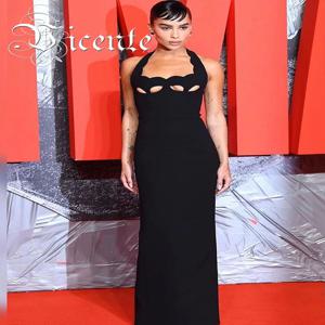 여성용 VC 블랙 홀터 엘레강스 드레스 2025 신상 여름 이브닝 파티 셀럽 바디콘 롱 드레스 레드 브라운 프롬 베스티도