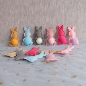 30 개/몫 3*4cm 스트라이프 토끼 머리 패드 패치 공예 의류 바느질 용품에 대 한 Appliques DIY 헤어 클립 Accessorie 모자 패치