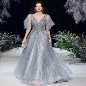 우아한 이브닝 파티 미니 드레스, 팔을 가려주는 슬리밍 플러스 사이즈 여성용 공연 예술 시험 정장 볼 가운