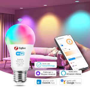Ewelink WiFi Zigbee 스마트 전구 E27 LED 램프 RGB + WW + CW 18W 15W 전구는 Alexa Google 홈 Alice와 함께 작동 Zigbee 허브 필요