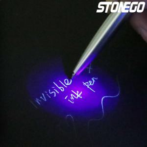 STONEGO 보이지 않는 잉크 펜 Uv 라이트 매직 시크릿 볼펜이있는 참신 플라스틱 소재 볼펜