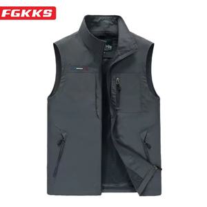 FGKKS 2023 야외 레저 조끼 남자 통기성 대형 포켓 사진 낚시 조끼 고품질 조끼 남성