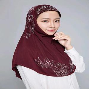 H006 성인 또는 큰 gilrs 좋은 크기 이슬람 hijab 스카프 라인 석 이슬람 머리 스카프 모자 armia headwrap 라마단 선물에 당겨