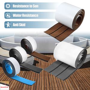 X Autohaux EVA 인조 티크 데크 시트 매트, 보트 요트 해양 RV 바닥 카펫, 미끄럼 방지 자체 접착, 2400x57mm, 2400x170mm