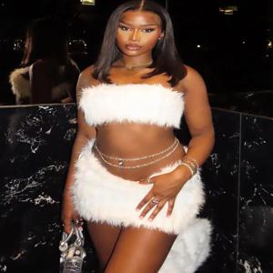 Dulzura 여성용 섹시 브라 탑 캐미솔 탱크, 인조 모피 미니 스커트, 솔리드 Y2K 클럽, 세트, 2023 가을