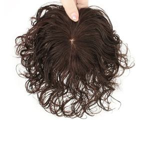 여성을위한 자연 색상/다크 브라운 인간의 머리카락 토퍼 탈모 볼륨 커버 회색 머리카락을위한 곱슬 토퍼 헤어 피스의 3 클립