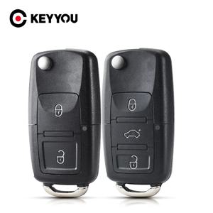 KEYYOU 10pcs 2/3BNT 원격 플립 접이식 자동차 키 쉘 케이스 VW 폭스 바겐 골프 4 5 Passat B5 B6 폴로 Touran Jetta Seat Skoda