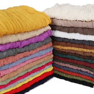 주름 코튼 및 라인 디자이너 스카프, 히잡 랩, 여성 숄, 여성 레이디 머리띠, 무슬림 히잡 라마단, 85x180cm