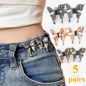 1 쌍 5 쌍 ButterflyJeans 단추 조절 가능한 허리 클립 금속 핀 의류 액세서리 바느질 브로치 허리 브로치를 조이십시오