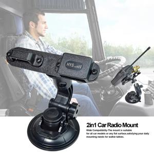 자동차 흡입 컵 워키토키 홀더 앞유리 및 대시보드(조절 가능한 볼 및 흡입 컵 포함) 양방향 라디오/벨트 클립이 있는 마이크