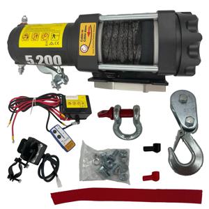 전기 윈치 5200lb 부하 용량 트럭 윈치 지프 트럭 SUV와 호환 무선 원격 기능이 있는 합성 로프 12V 윈치