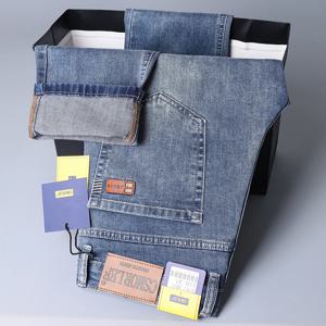 2026 가을 남성 캐주얼 청바지 클래식 핏 비즈니스 스트레이트 스트레치 데님 팬츠 블루 그레이 베이직 매칭 브랜드 바지