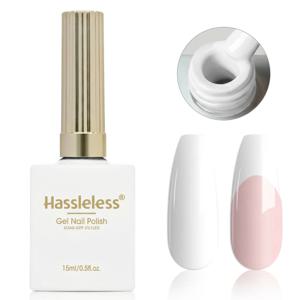Hassleless 15ml 화이트 젤 매니큐어, 프렌치 익스텐션, UV LED 램프 필요, 젤 프렌치 매니큐어, 네일 용품, 네일 아트용