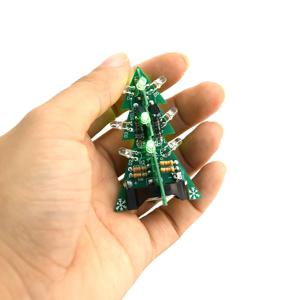 DIY 전자 키트 3D 크리스마스 트리 납땜 연습 전자 과학 조립 키트 3 색 깜박이는 LED PCB