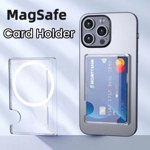 아이폰 16 15 Pro Max 14 13 12 남성용 마그네틱 투명 지갑 플라스틱 강력 흡착 케이스 휴대용 카드 슬롯 커버