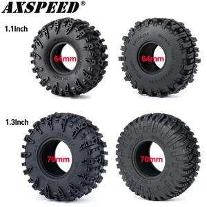 AXSPEED 4개 1.3인치 고무 타이어, 1.1인치 머드 터레인 휠 타이어 (1/18 1/24 마이크로 크롤러 TRX4M Axial SCX24 FMS FCX24 부품용)