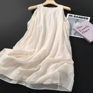 플러스 사이즈 여성 여름 루즈핏 슬리밍 민소매 원피스 300파운드 베이스 레이어 스커트 A라인 미디 원피스 캐주얼 라운드넥