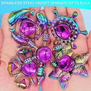 새로운 금속 레인보우 Fidget Spinner 그라디언트 색상 R188 음소거 베어링 EDC 핸드 스피너 손가락 끝 자이로 안티 불안 어린이 성인 장난감